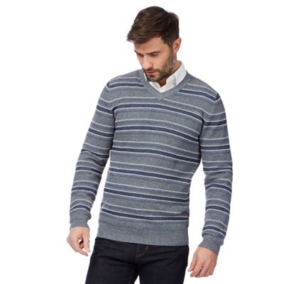 Blue textured striped jumper